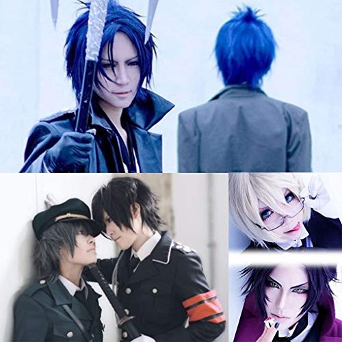 Pelucas Completas de Cosplay Corto Unisex Peluca de Fiesta de Anime de Pelo Liso de Capa Natural Para Mujeres Hombres Niños Niñas Marron Oscuro