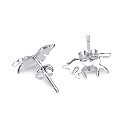 Pendientes de plata de ley, diseño de unicornios, incluye caja de regalo