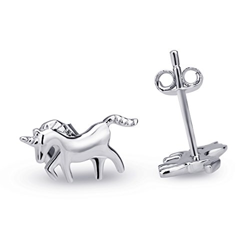 Pendientes de plata de ley, diseño de unicornios, incluye caja de regalo