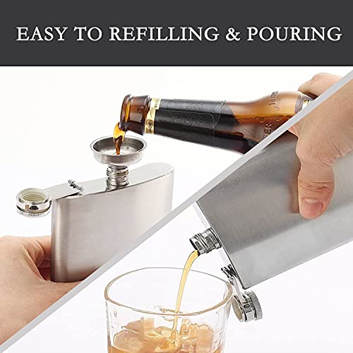 Petaca con Embudo, 4oz Petaca de Acero Inoxidable 304 para Whisky, para Transportar Alcohol, para Senderismo, Viajes