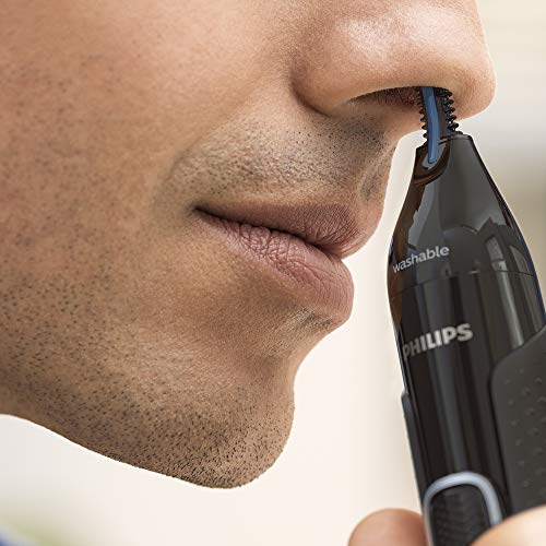 Philips NT5650/16 Series 5000 - Cortapelos para nariz y orejas (sin depilación (con peine y recortador de precisión), color negro y gris