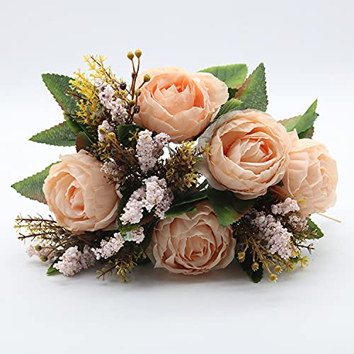 Piezas Artificial Peonía Seda Flores Bouquet para Boda Inicio Jardín Fiesta Decoración Vintage Artificial Rose Peony Wedding Home Bouquet Bodas, oficinas, hoteles, decoración, arreglos Florales