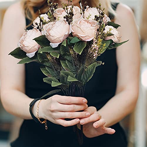 Piezas Artificial Peonía Seda Flores Bouquet para Boda Inicio Jardín Fiesta Decoración Vintage Artificial Rose Peony Wedding Home Bouquet Bodas, oficinas, hoteles, decoración, arreglos Florales