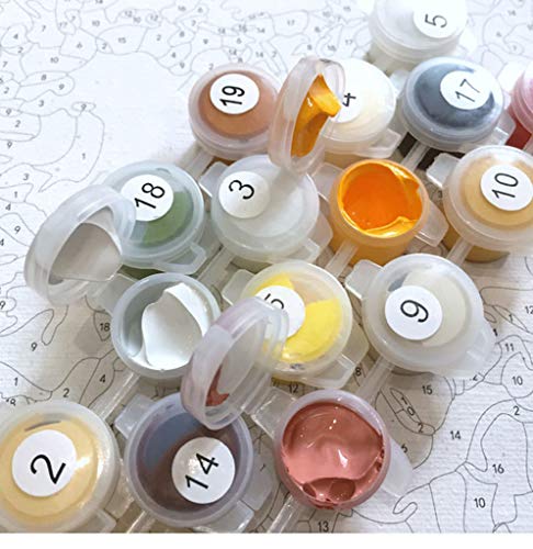 Pintura por Números Para Adultos y Niños DIY Kits de pintura al óleo de lona preimpresos con marco de madera Para la Decoración De La Casa - Corazón Purpura - F 16 * 20 Pulgadas