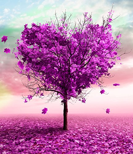 Pintura por Números Para Adultos y Niños DIY Kits de pintura al óleo de lona preimpresos con marco de madera Para la Decoración De La Casa - Corazón Purpura - F 16 * 20 Pulgadas