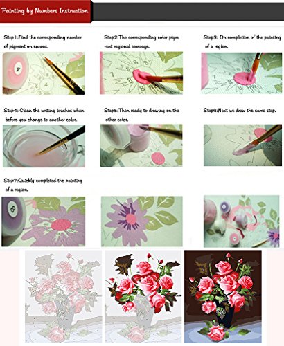 Pintura por Números Para Adultos y Niños DIY Kits de pintura al óleo de lona preimpresos con marco de madera Para la Decoración De La Casa - Corazón Purpura - F 16 * 20 Pulgadas