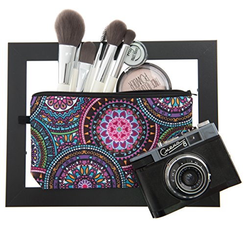 PREMYO Neceser de Maquillaje Estuche Escolar Pochette para Cosméticos Bolsa de Aseo Pequeña Práctico Estampado Impresión Diseño Mandala