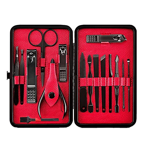 Professional Set de Manicura y Pedicura, Cortauñas Profesional, Tijeras de uñas, Profesionales Manicura Kit, para Manicura y Pedicura, Limpieza de cutículas (16 Piezas)