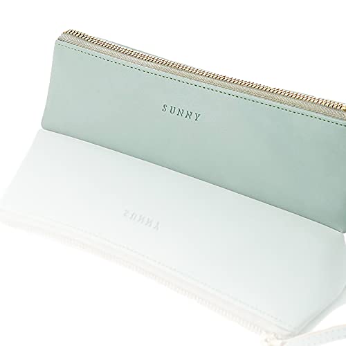 PU Cuero Estuche de Lápices,LYQQY Estuche de Piel Sintética Diseño Delgado, con Cremallera Metálica PU Cuero Bolsa de Lápices para Papelería, Artículos Pequeños, Cosméticos, Regalos Navideños,Verde