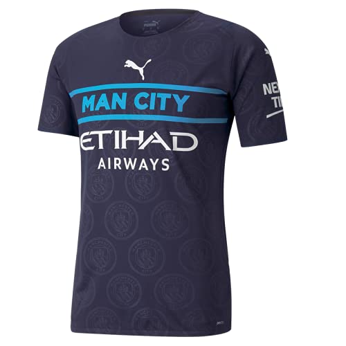 PUMA Hombre Manchester City Authentic Third Camiseta 21/22 Azul Marino/Blanco 2XL