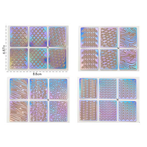 Qisen Pegatinas Uñas, 12 Hojas Pegatinas Uñas Decorativas Nail Art Stickers, Uñas Decoración de vanguardia Plantilla de Uña Pegatina de Decoración de Arte
