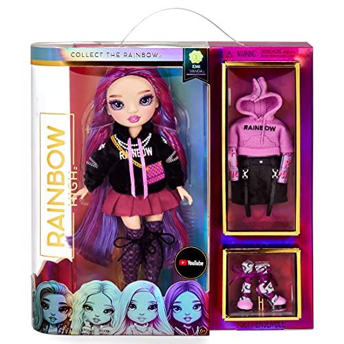 RAINBOW HIGH Moda emi Vanda-Juguete Coleccionable para niños-con 2 Prendas Mix & Match y Accesorios para muñecas-Gran Regalo-Edad: 6-12 años-Orquídea (Morado Oscuro), Color (575788C3)