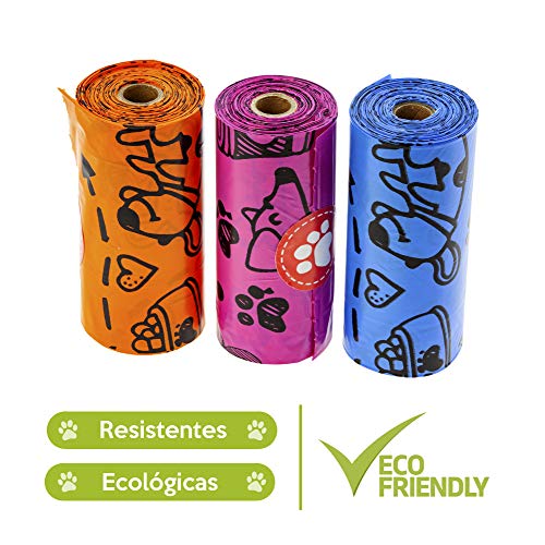 Rc Ocio Bolsas Caca Perros ecologicas con Porta Bolsa dispensador/Rollo bolsitas Baratas/higienicas para excrementos Perro Grande y pequeñas/recogedor de heces y excremento de Mascotas (945 Bolsas)