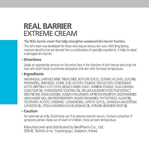 Real Barrier Extreme Cream 50 ml – Crema hidratante antiedad enriquecida con ácido hialurónico y ceramidas – K-Beauty para pieles sensibles