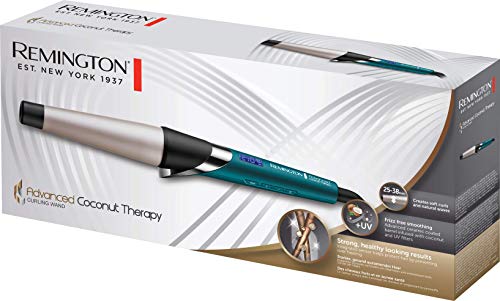Remington Rizador de Pelo Advanced Coconut Therapy - Barril de 25-38 mm, Cerámica, 5 Ajustes, Hasta 210 °C, Digital, Azul - CI86X8
