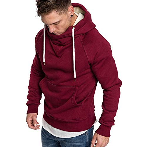 riou Sudadera Hombres Suelto Hoodie Deportes Casual Manga Larga Sudadera con Capucha Top Blusa Otoño Invierno Chándales Western Yoga Corbata Pullover
