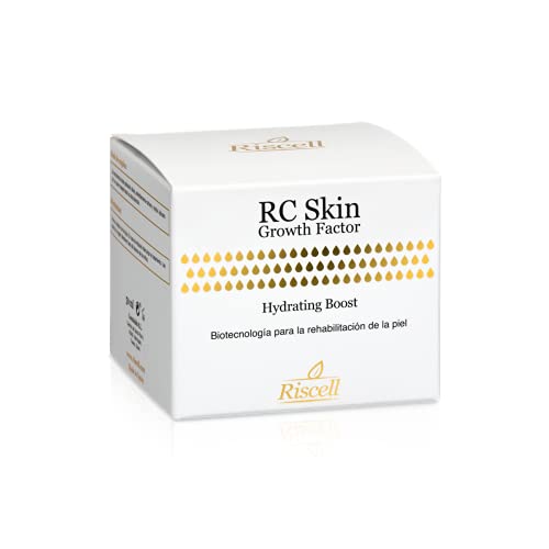 Riscell - Rc Skin Growth Factor Hydrating Boost Crema Hidratante Con Factor De Crecimiento Y Ácido Hialurónico Efecto Antienvejecimiento, Regenerador Y Antiarrugas, Aloe Vera, 50 Mililitro