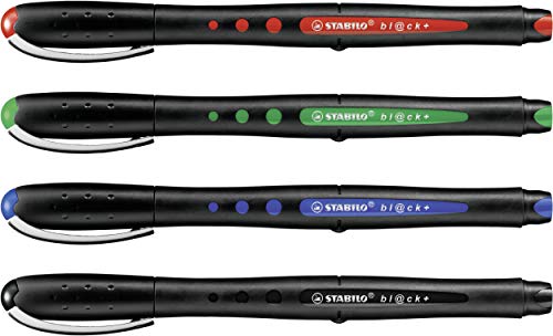 Roller de tinta líquida STABILO bl@ck - Estuche con 4 colores