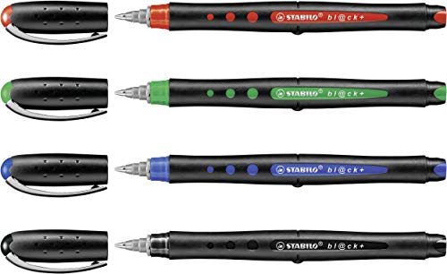 Roller de tinta líquida STABILO bl@ck - Estuche con 4 colores