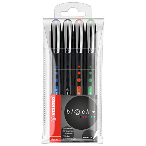 Roller de tinta líquida STABILO bl@ck - Estuche con 4 colores