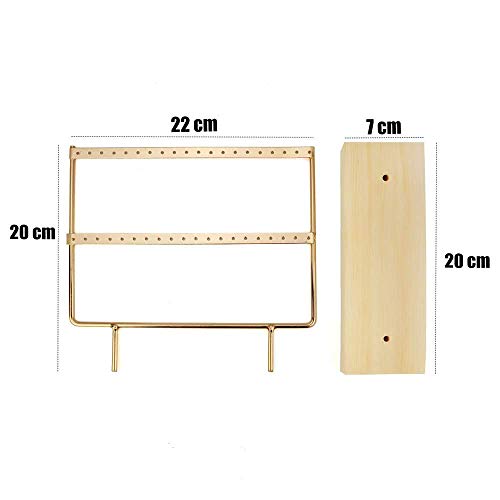 RUBY - Organizador de Joyas , Expositor de Pendientes de Madera y Metal, Joyero Soporte Vintage, Jewelry Organizer, Joyeros Colgador Pendientes (Oro, 2 Pisos)
