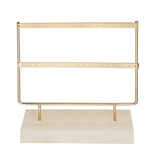 RUBY - Organizador de Joyas , Expositor de Pendientes de Madera y Metal, Joyero Soporte Vintage, Jewelry Organizer, Joyeros Colgador Pendientes (Oro, 2 Pisos)