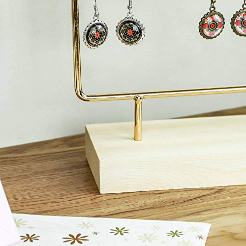 RUBY - Organizador de Joyas , Expositor de Pendientes de Madera y Metal, Joyero Soporte Vintage, Jewelry Organizer, Joyeros Colgador Pendientes (Oro, 2 Pisos)