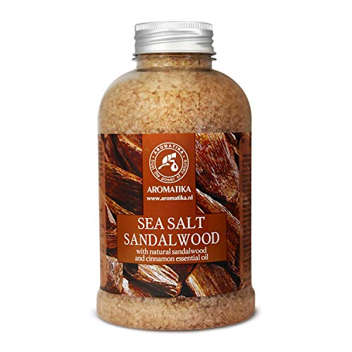 Sal de Baño 600g Sándalo - Sal Marina con Aceite de Sándalo y Canela para Dormir - Reducción de Estrés - Belleza - Baños - Cuidado corporal