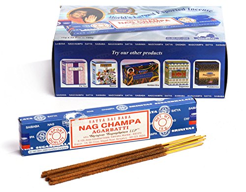 Satya Nag Champa Agarbatti Perfume Varillas de Incienso 180 g | 12 Cajas de 15 G Cada