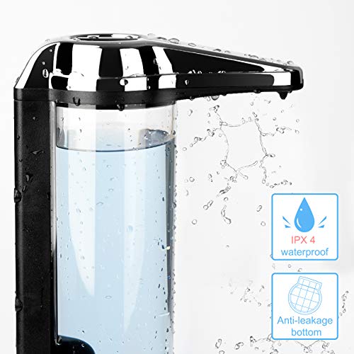 Secura - Dispensador de jabón automático, a pilas, sin contacto de gama alta (500 ml, funciona con pilas, con dispensador de jabón ajustable, control de volumen).