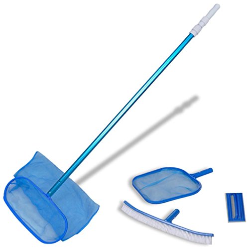 Set de limpieza de piscina, 2 hojas de esquí, 1 escobillero telescópico para piscina, limpiador de hojas (sin bolsa de malla), 2,54 x 2,54 cm (largo x ancho)