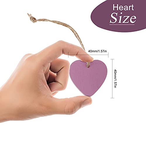 Sharplace 10 Unids Etiquetas de Madera Forma de Corazón Multicolores para Decoraciones de Boda Centros de Mesa - Púrpura