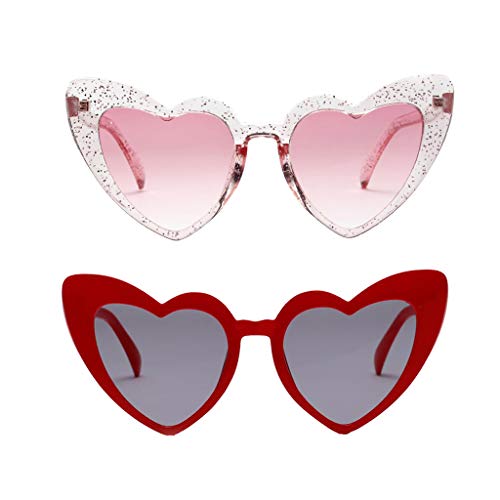 Sharplace 2X Mujeres Moda Amor Corazón Gafas de Sol Summer Beach Club Eyewear Streetwear
