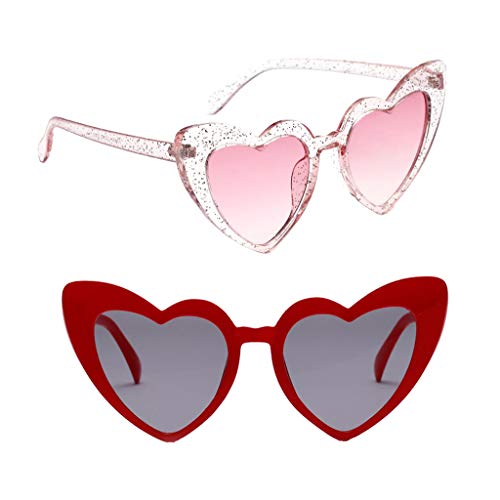 Sharplace 2X Mujeres Moda Amor Corazón Gafas de Sol Summer Beach Club Eyewear Streetwear