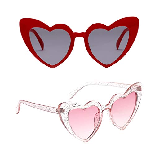 Sharplace 2X Mujeres Moda Amor Corazón Gafas de Sol Summer Beach Club Eyewear Streetwear