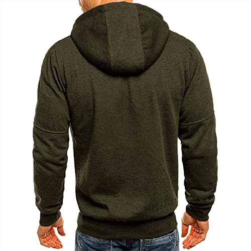 SHOBDW Barato Deportiva Sudadera Hombre Sólido con Capucha con Cremallera Hoodie Cárdigan Suéter Elástico Gruesos Cálido Abrigo Otoño e Invierno Liquidación Venta(Verde,4XL)