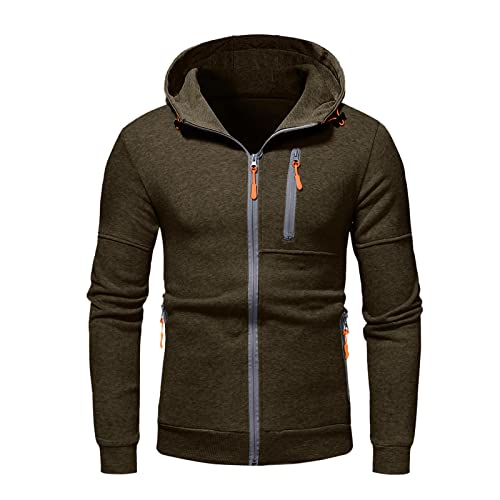 SHOBDW Barato Deportiva Sudadera Hombre Sólido con Capucha con Cremallera Hoodie Cárdigan Suéter Elástico Gruesos Cálido Abrigo Otoño e Invierno Liquidación Venta(Verde,4XL)
