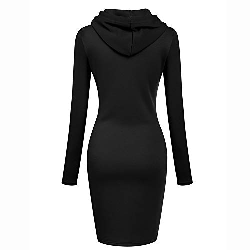 SHOBDW Mujer Liquidación Venta Sudadera con Capucha para de Color sólido Casual Fit Recta Invierno Manga Larga Tops Abrigos Chaqueta Sexy Vestidos Delgados(Negro,XL)