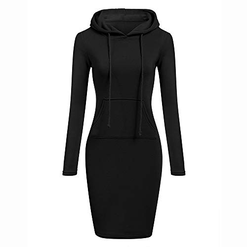 SHOBDW Mujer Liquidación Venta Sudadera con Capucha para de Color sólido Casual Fit Recta Invierno Manga Larga Tops Abrigos Chaqueta Sexy Vestidos Delgados(Negro,XL)