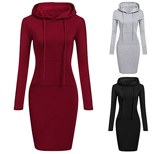 SHOBDW Mujer Liquidación Venta Sudadera con Capucha para de Color sólido Casual Fit Recta Invierno Manga Larga Tops Abrigos Chaqueta Sexy Vestidos Delgados(Negro,XL)