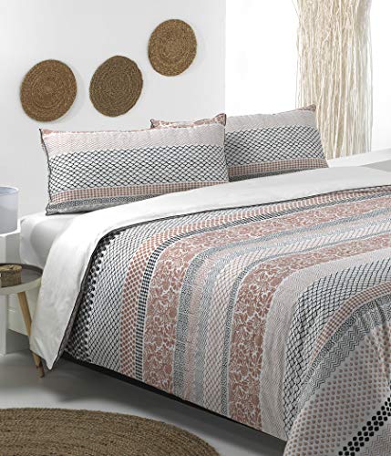 Sibiles - Juego Funda Nórdica Cama Etnica Cierre Botones Cama 90, 105, 135, 150, 180 y 200 Morocco Tan (Cama 135/150)