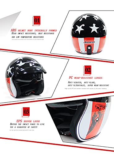 SJAPEX Casco de Moto de Cara Abierta Retro,Moto Jet Chopper Biker Cruiser Cascos,Certificado por ECE,Vintage 3/4 Casco de Protección,Adecuado para Montar al Aire Libre C,M=57~58cm