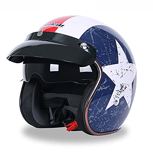 SJAPEX Casco de Moto de Cara Abierta Retro,Moto Jet Chopper Biker Cruiser Cascos,Certificado por ECE,Vintage 3/4 Casco de Protección,Adecuado para Montar al Aire Libre C,M=57~58cm