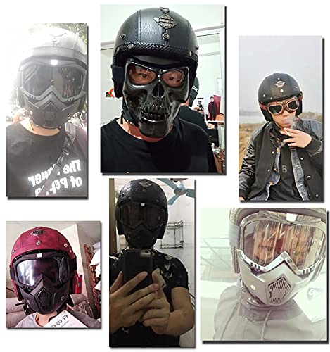 SJAPEX Casco Jet Cara Abierta Medio Casco de Motocicleta Cruiser Chopper Monopatín Ciclomotor 3/4 Casco con Gafas Casco Anticolisión de Liberación Rápida Dot/ECE Certificado D,XXL=61~62cm