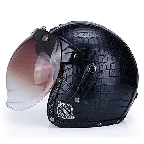SJAPEX Casco Jet Cara Abierta Medio Casco de Motocicleta Cruiser Chopper Monopatín Ciclomotor 3/4 Casco con Gafas Casco Anticolisión de Liberación Rápida Dot/ECE Certificado D,XXL=61~62cm
