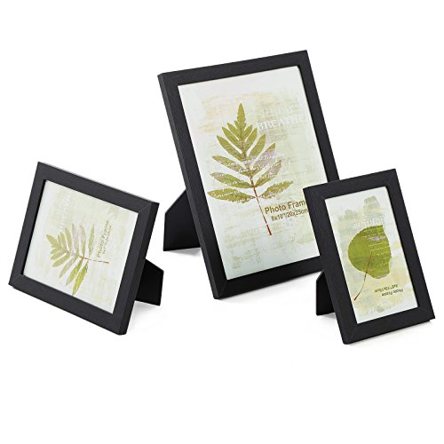 SONGMICS Set de 10 Marcos de Fotos para Pared con Diferentes Tamaños Tableros de MDF Negro RPF310H
