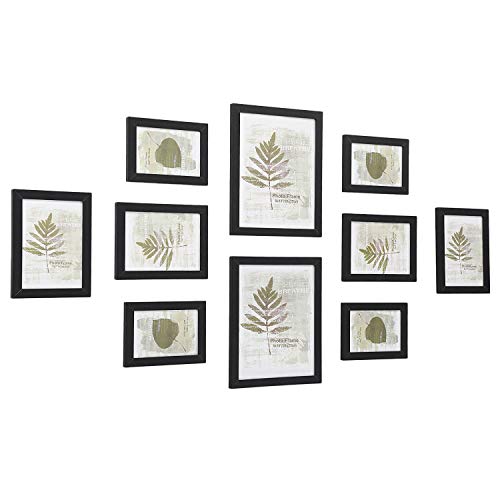 SONGMICS Set de 10 Marcos de Fotos para Pared con Diferentes Tamaños Tableros de MDF Negro RPF310H