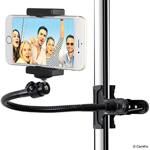 Soporte para teléfono/cámara con Cuello de Ganso Flexible y Abrazadera Fuerte – para fotografía móvil, Registro y visualización de Videos, navegación GPS, etc. – Montaje de trípode para cámara