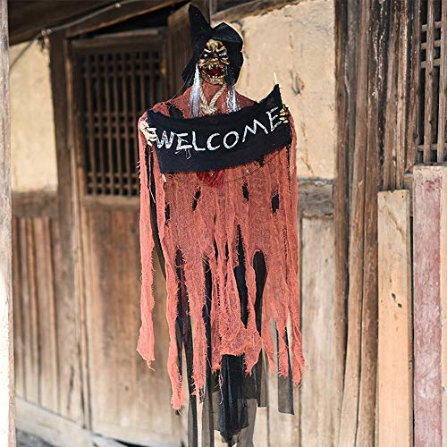 SSRSHDZW Colgante Puerta Fantasma Colgando Resina De Halloween Calavera Eléctrica Ornamento Bar Casa Embrujada Accesorios De Fiesta Decoración Iluminación,Naranja