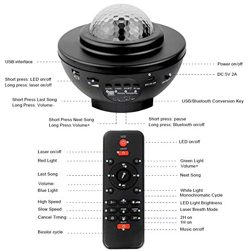 StillCool Proyector de Luz Estelar, lámpara de proyector, lámpara de Noche, lámpara de Reproductor de música con Cambio de Color del océano del Cielo Estrellado, Adecuada para el Dormitorio